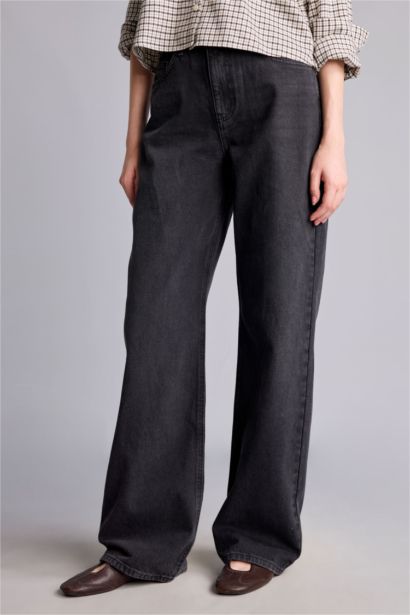 Straight Fit Yüksek Bel Jean Pantolon