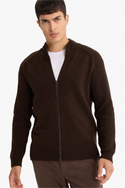 Standard Fit Wool Blend Knit Cardigan