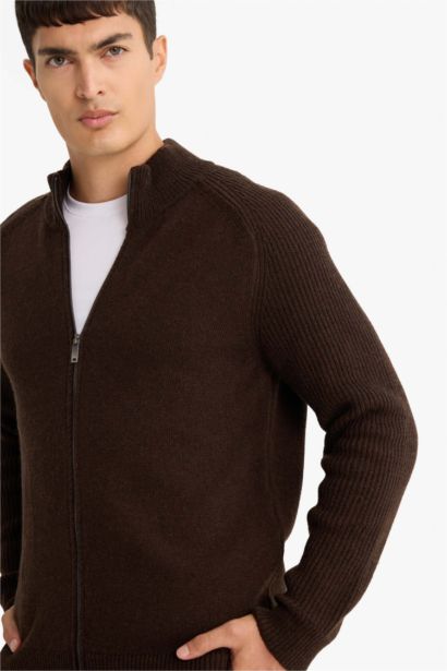 Standard Fit Wool Blend Knit Cardigan
