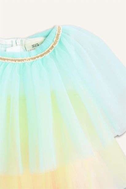 Le Mabelle x DeFacto Kolsuz Renkli Tül Elbise Kız Bebek