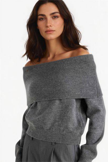 Regular Fit Strapless Knitwear Pullover
