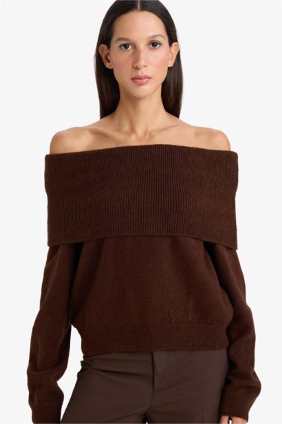 Regular Fit Strapless Knitwear Pullover
