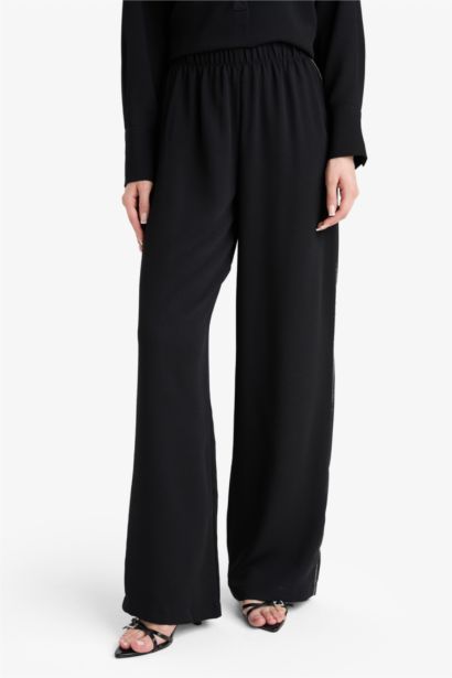 Wide Leg Crepe Trousers