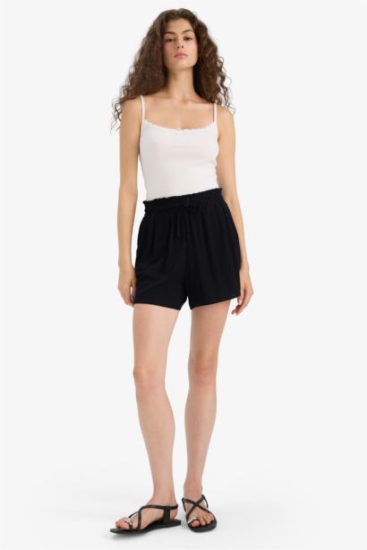 شورت قصير فيسكوز كرنكيل بثلاثة جيوب