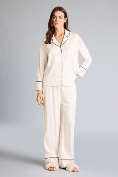 Regular Fit Long Sleeve 2 Piece Satin Set