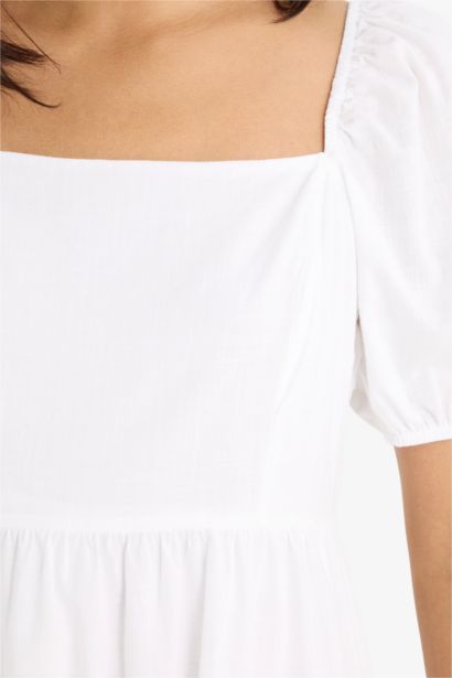 Square Collar Poplin Maxi Dress