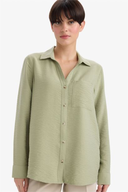 Regular Fit Shirt Collar Long Sleeve Shirt