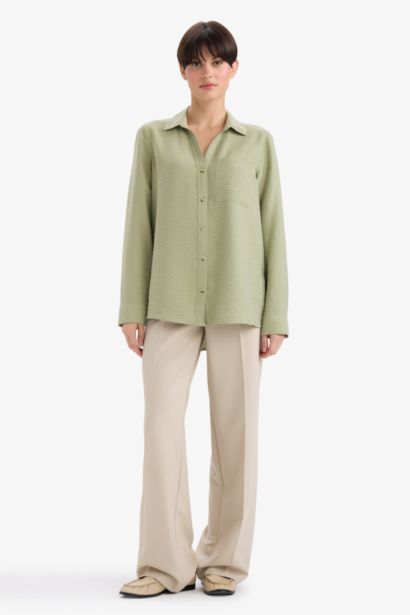 Regular Fit Shirt Collar Long Sleeve Shirt