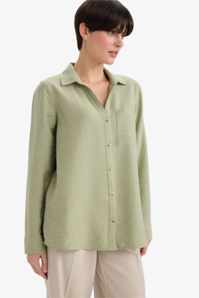 Regular Fit Shirt Collar Long Sleeve Shirt