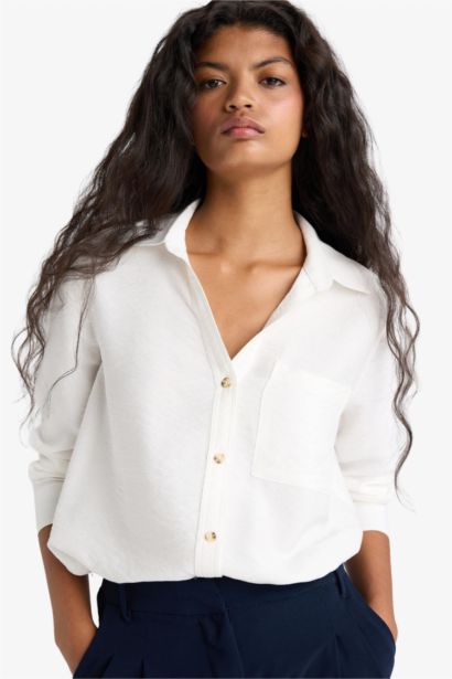 Regular Fit Shirt Collar Long Sleeve Shirt