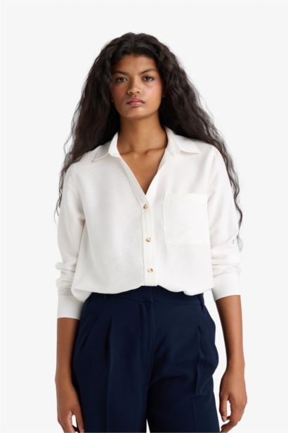 Regular Fit Shirt Collar Long Sleeve Shirt