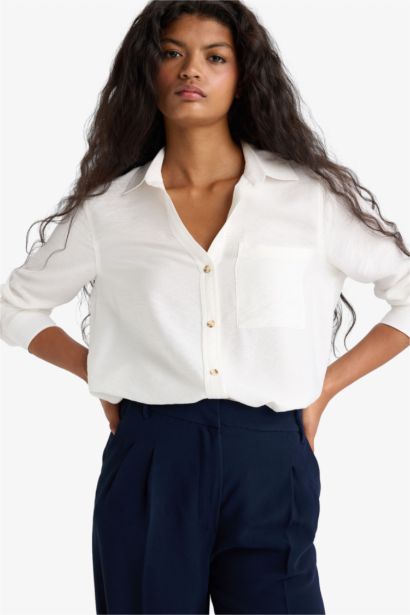 Regular Fit Shirt Collar Long Sleeve Shirt