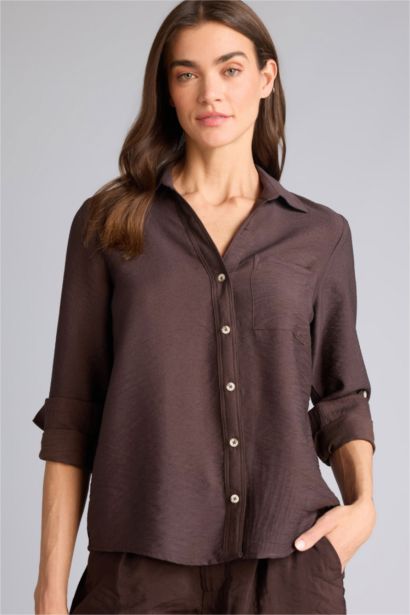 قميص كم طويل قصة عادية