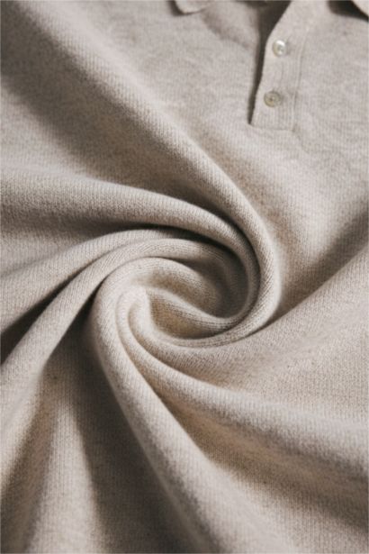 100% Wool Standard Fit Polo Collar Pullover