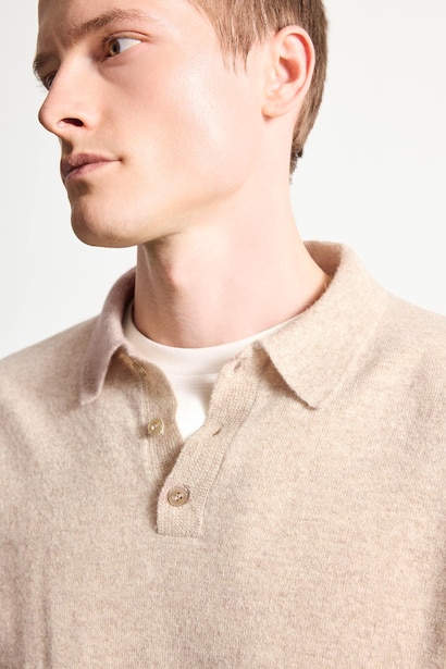 100% Wool Standard Fit Polo Collar Pullover