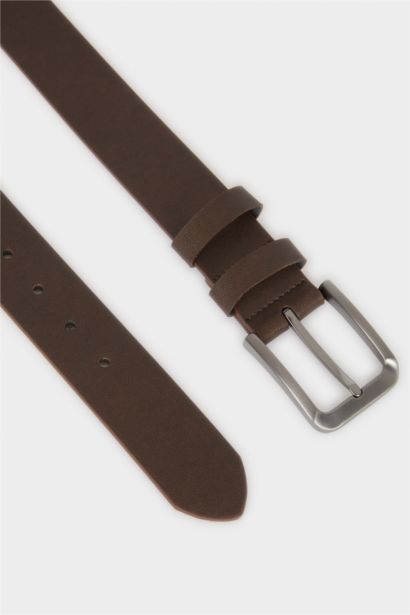 Man Rectangle Clasp Faux Leather