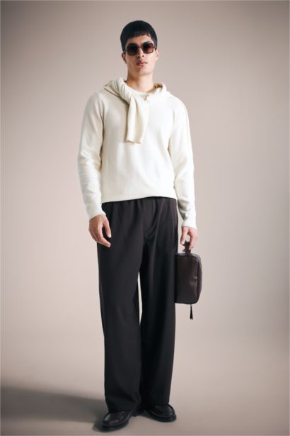 بلوز تريكو صوف قصة عادية بياخة مستديرة