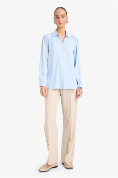 قميص كم طويل جاكار قصة عادية