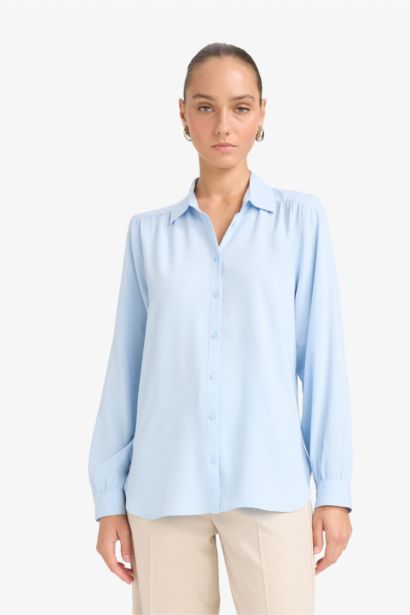 قميص كم طويل جاكار قصة عادية