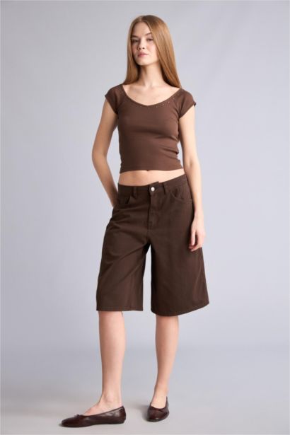 Normal Gabardin Bermuda Şort