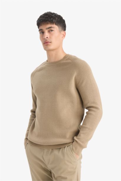 Стандартный крой с круглым вырезом трикотажный свитер