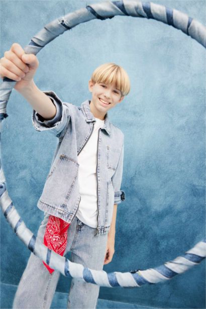 Boy Polo Neck Denim Jacket