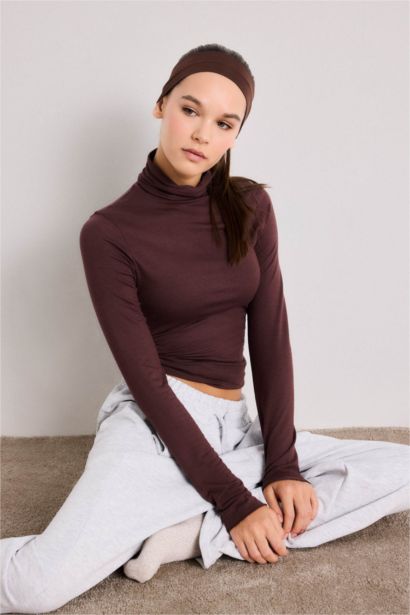Fall in Love Modal Cashmere Soft Textured Turtleneck Top