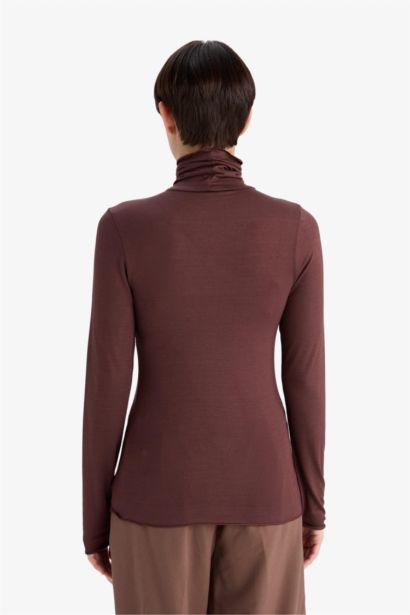 Fall in Love Modal Cashmere Soft Textured Turtleneck Top