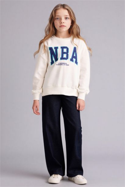 NBA Wordmark Oversize Geniş Kalıp Bisiklet Yaka Sweatshirt Kız Çocuk