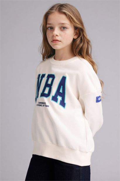 NBA Wordmark Oversize Geniş Kalıp Bisiklet Yaka Sweatshirt Kız Çocuk