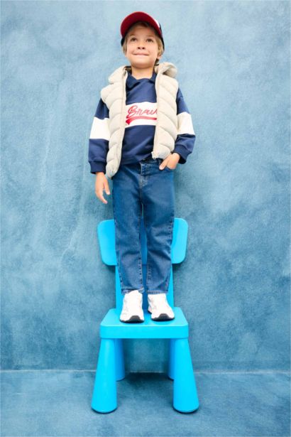 Baby Boy Shirt Collar Printed Sweatshirt