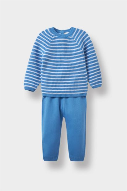 2 piece Regular Fit Crew Neck Striped Set