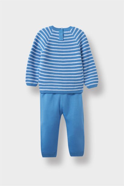 2 piece Regular Fit Crew Neck Striped Set