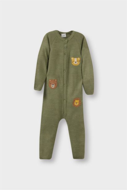 Knitwear Regular Fit Crew Neck Animal Jumpsuit