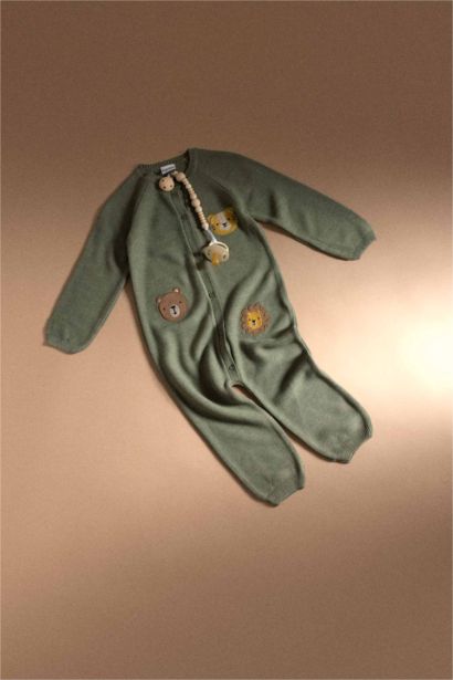 Knitwear Regular Fit Crew Neck Animal Jumpsuit