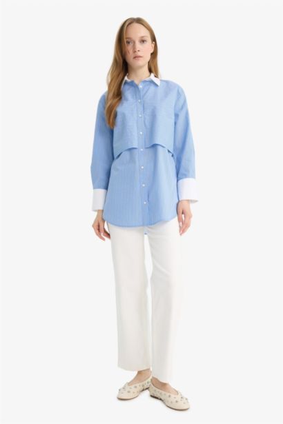 Relax Fit Poplin Long Sleeve Tunic
