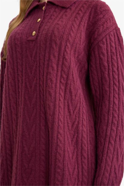 Regular Fit Polo Collar Knitwear Tunic