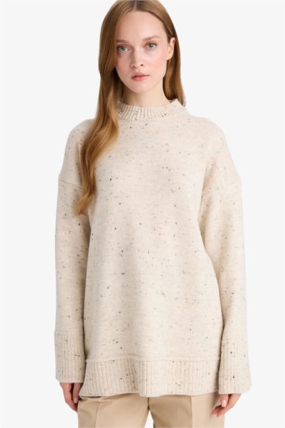 Loose Fıt Bisiklet Yaka Triko Tunik