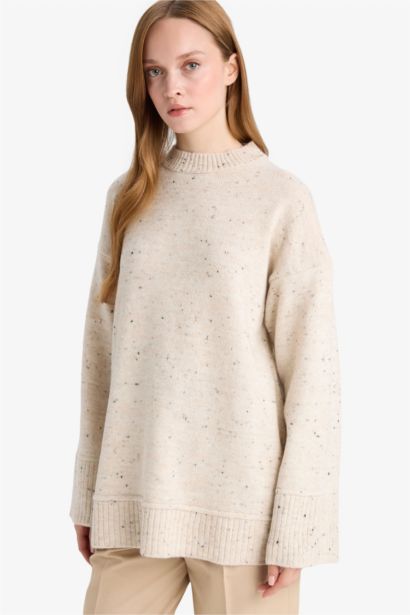 Loose Fıt Bisiklet Yaka Triko Tunik