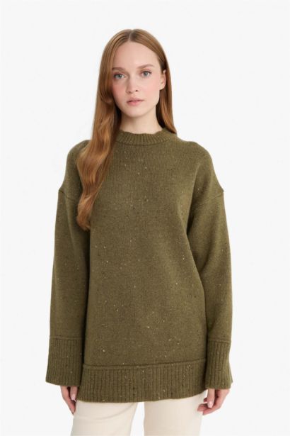 Loose Fıt Bisiklet Yaka Triko Tunik