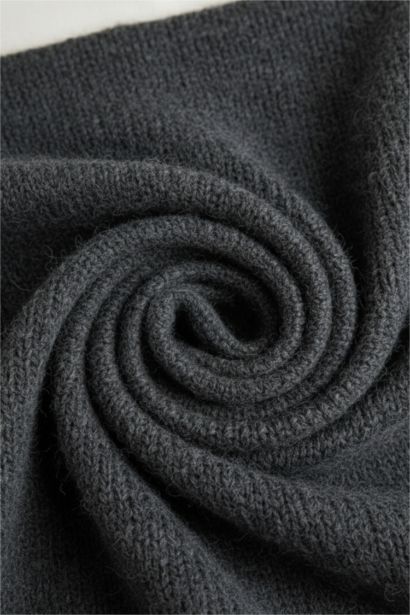 Yün Karışımlı Bisiklet Yaka Oversize Fit Triko Kazak