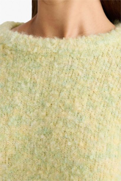 Yün Karışımlı Bisiklet Yaka Oversize Fit Triko Kazak