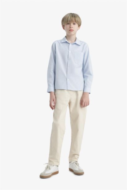 Boy Polo Neck Oxford Long Sleeve Shirt