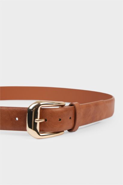 Ceinture en simili cuir avec grande boucle pour femme