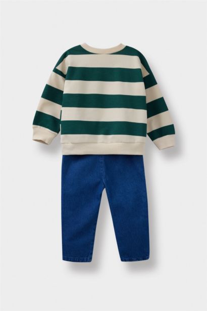Baby Boy Striped Sweatshirt Jeans 2 Piece Set