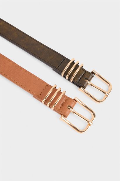 Lot de 2 Ceintures en simili cuir pour femme