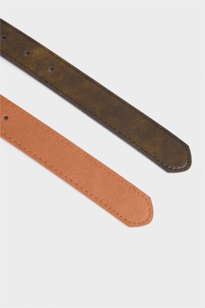 Lot de 2 Ceintures en simili cuir pour femme