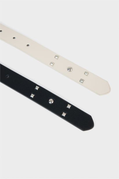 Lot de 2 Ceintures en simili cuir pour femme