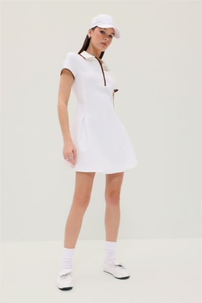 Polo Yaka Kısa Kollu Mini Yazlık Elbise