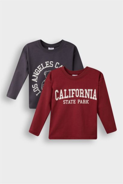 Baby Boy Regular Fit Crew Neck Slogan Printed 2 Piece T-Shirt